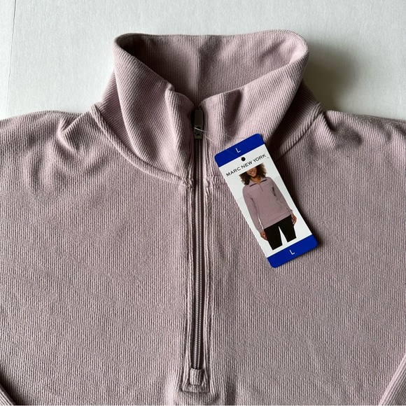 Marc New York Women Ribbed Knit Pullover Sweater Shirt 1/3 Zip Color Amethyst L - Picture 4 of 7